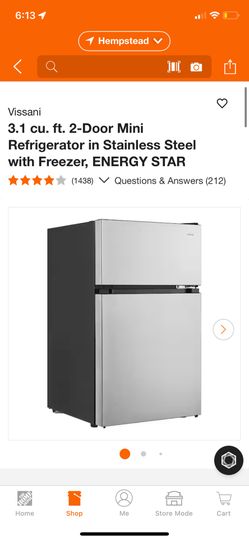 Vissani 3.1 cu. ft. 2-Door Mini Refrigerator in Stainless Steel with Freezer, ENERGY STAR