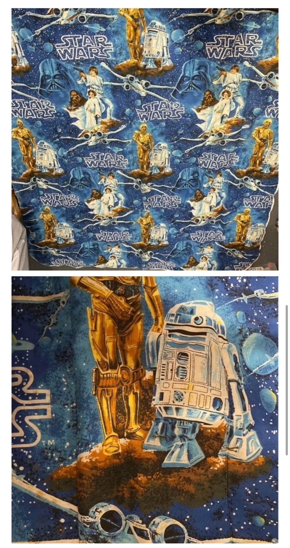 Vintage 1970's Star Wars quilted sleeping bag blanket reversable