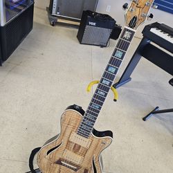 Michael Kelly Spalted Hybrid Special Maple Electric Guitar with Strap and Soft Case P816135-1