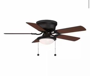 Hugger 44 in. LED Indoor Matte Black Ceiling Fan with Light Kit