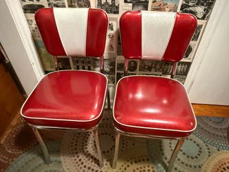 Pair of Retro (reproduction) Diner Chairs Red and White