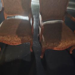 Pair of Upscale Carved Armchairs With Elegant Paisley Upholstery