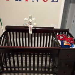 1pc Baby Bed With Changing Table And Mattress 