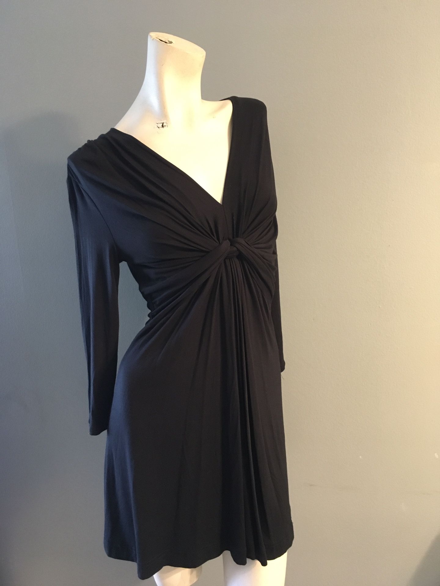Boston Proper Long Sleeve Jerseys Style Material V-neck Black Dress Size XS