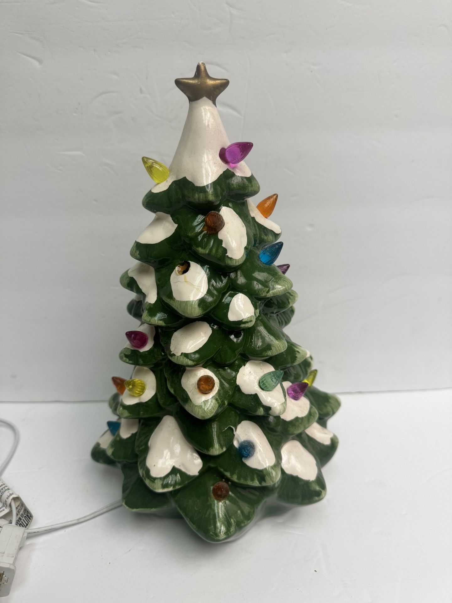 Vintage Ceramic Christmas tree snow capped 11"