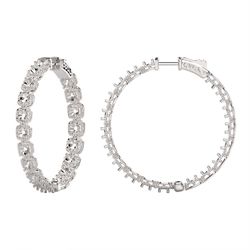 925 Sterling silver inside and outside cubics hoop earrings