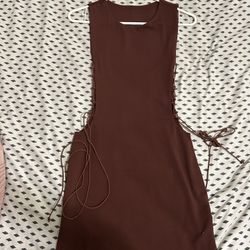 Brown Side Cut Out Dress