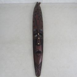 African Hand Carved Wall Decor Folk Art Tribal Wooden Mask 23 3/4"

