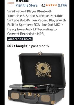 New Mersoco 3 Speed Vinyl Suitcase Record Player 
