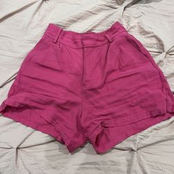 Pink linen pants shorts summer xs