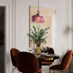 Mid Century Pendant Light Purple Glass