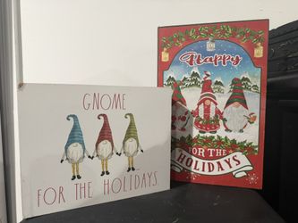 New Christmas Wooden Gnome Plaque & Storage Box