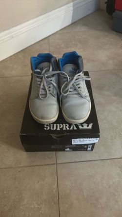 Blue and gray shoes