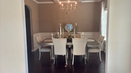 Dining Room Set (Table, Chairs, Decorations, Cupboard) $900