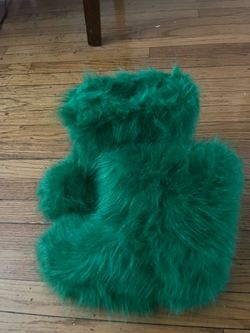Green furry faux boots