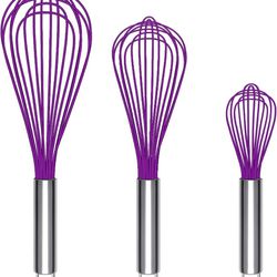 Silicone Whisk Set, 3 Pack Wire Whisk Kitchen Wisks for Cooking for  Blending, Whisking, Beating, Stirring
