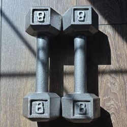 Set Of 8lb Iron Dumbbells 