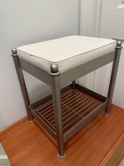 Metal Vanity Stool with Storage Shelf