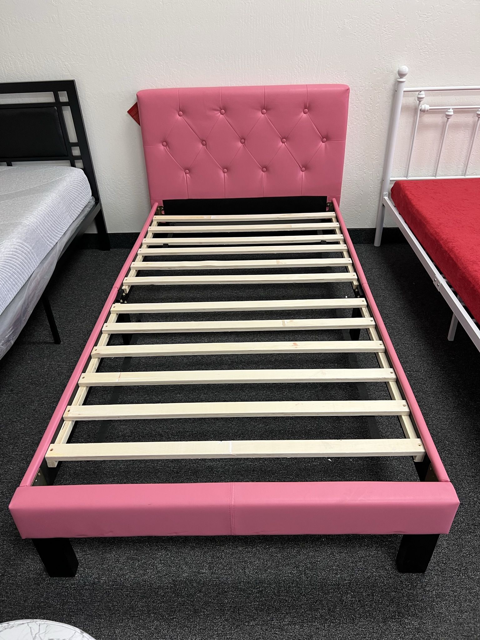 Twin Platdorm Bed Frame / Available In Pink, Black Or White