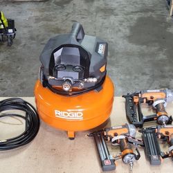 Ridgid Compressor And 3 Nailer Kit