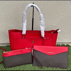 Michael Kors Maisie Large Pebbled Leather 3-in-1 Tote Bag, EUC/3 Piezas Michael Kors Nueva