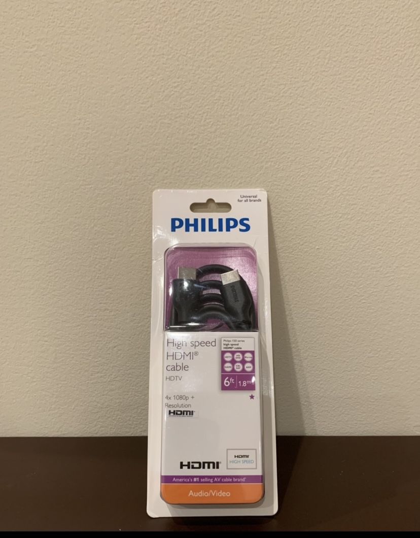 Philips High Speed HDMI 6Ft. Cable-NEW