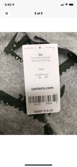 Adorable Carter’s Alligator Romper 0-3 Months-new
