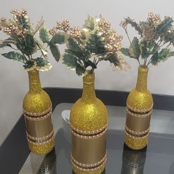 Handmade Triple Gold Wine Vases
