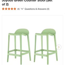 Two(2) Green Counter Stools