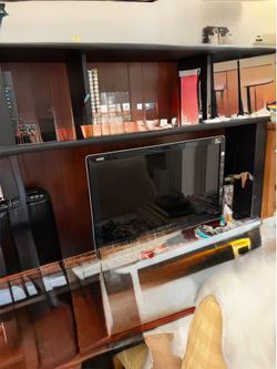 Desk with hutch wood