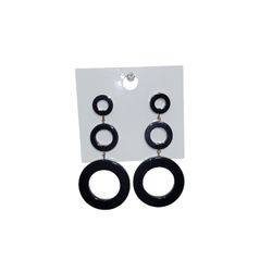 Lightweight Graduated Black Rings 3⅝" Long Dangle Post Earrings  Forever 21 -New