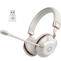 Upgraded version) Bluetooth Headset, Wireless Headset with AI Noise Canceling Microphone & 