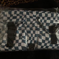 Turquoise And White Checkered Back Pack