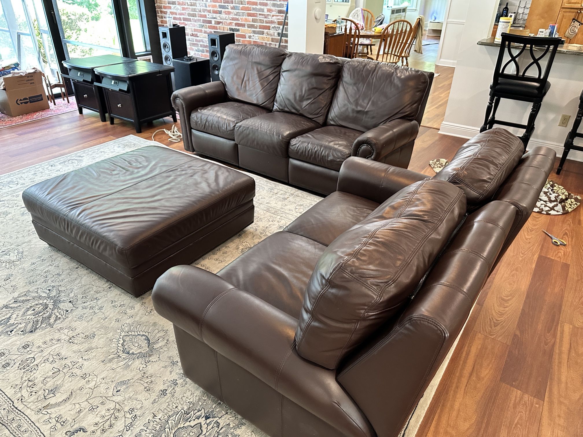 Large Reclining Sofa Set + Storage Ottoman