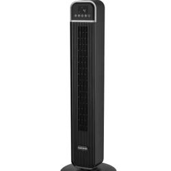 36 in. 4-Speed Oscillating Tower Fan in Black with Remote Control and Easy Carry Handle
