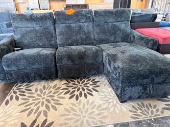 Black Chenille Soft Reclining Sectional with Storage β CLEARANCE SPECIAL