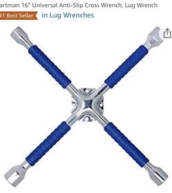 Cartman 16" Universal Anti-Slip Cross Wrench, Lug Wrench