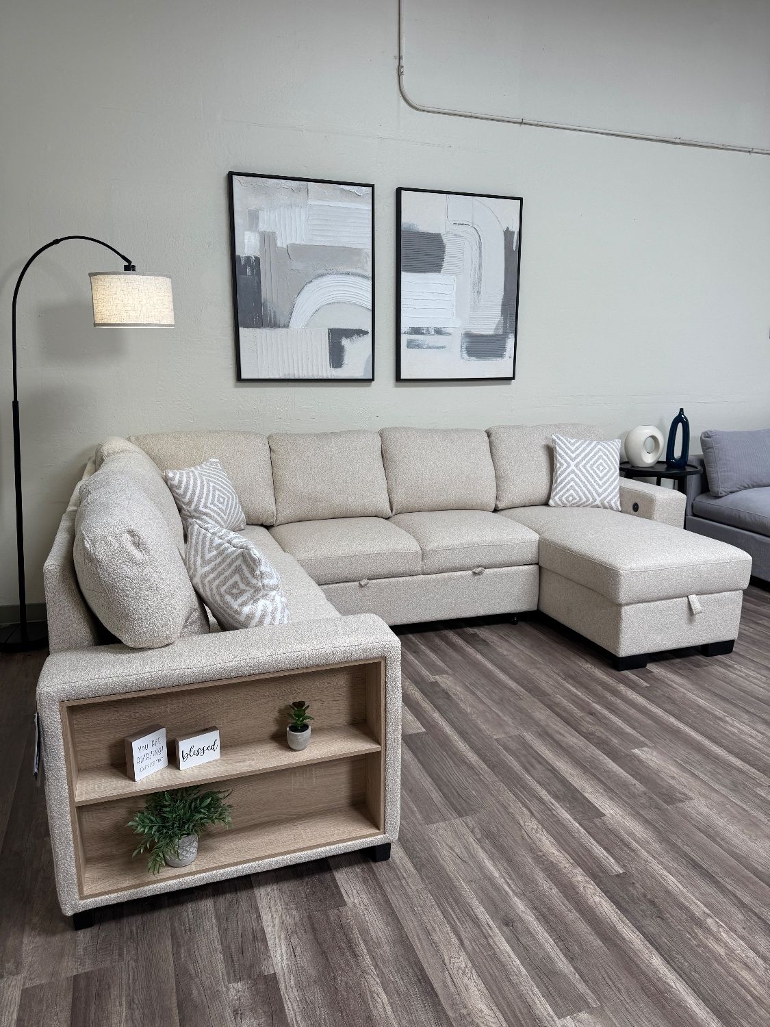 FREE DELIVERY New In Box Atlantic Beige Sectional Sleeper with Storage