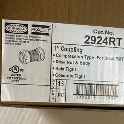 Hubbell - 2924RT-PACKOF15 - Hubbell-Raco 2924RT EMT Compression Coupling, 1 inch, Raintight, Steel