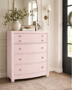 Pink 5-Drawer Dresser with Heart Knobs