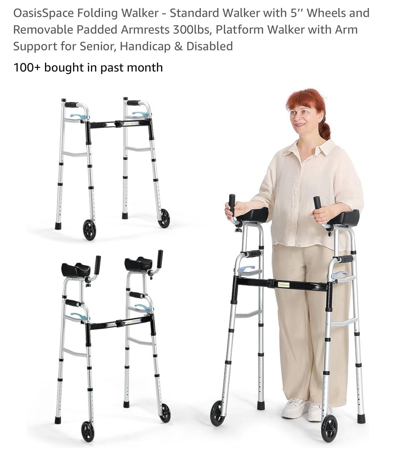 Folding Walker With Armrest Brand New