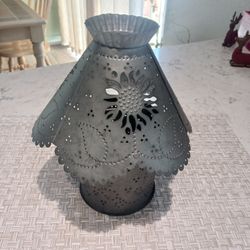 Vintage Tin Punched Toleware Candle  Lamp