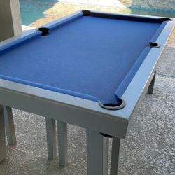 Outdoor Indoor Pool Table/ 2 Benches, Accessories And  It Can Be Covered To Be A Table
