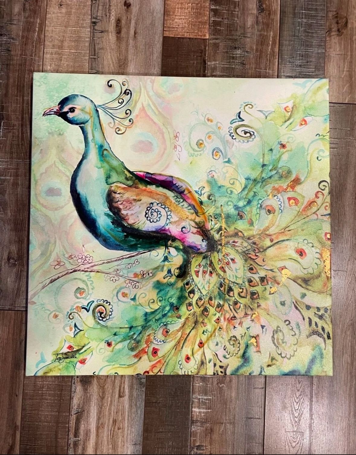 18x18 Peacock Canvas Painting