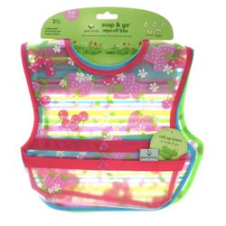 Green Sprouts Snap & Go Wipe Off Bibs - Pink Berries - 3 Pack