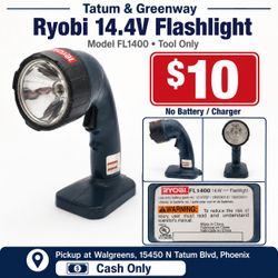 Ryobi FL1400 14.4V Cordless Flashlight – Tool Only – $10
