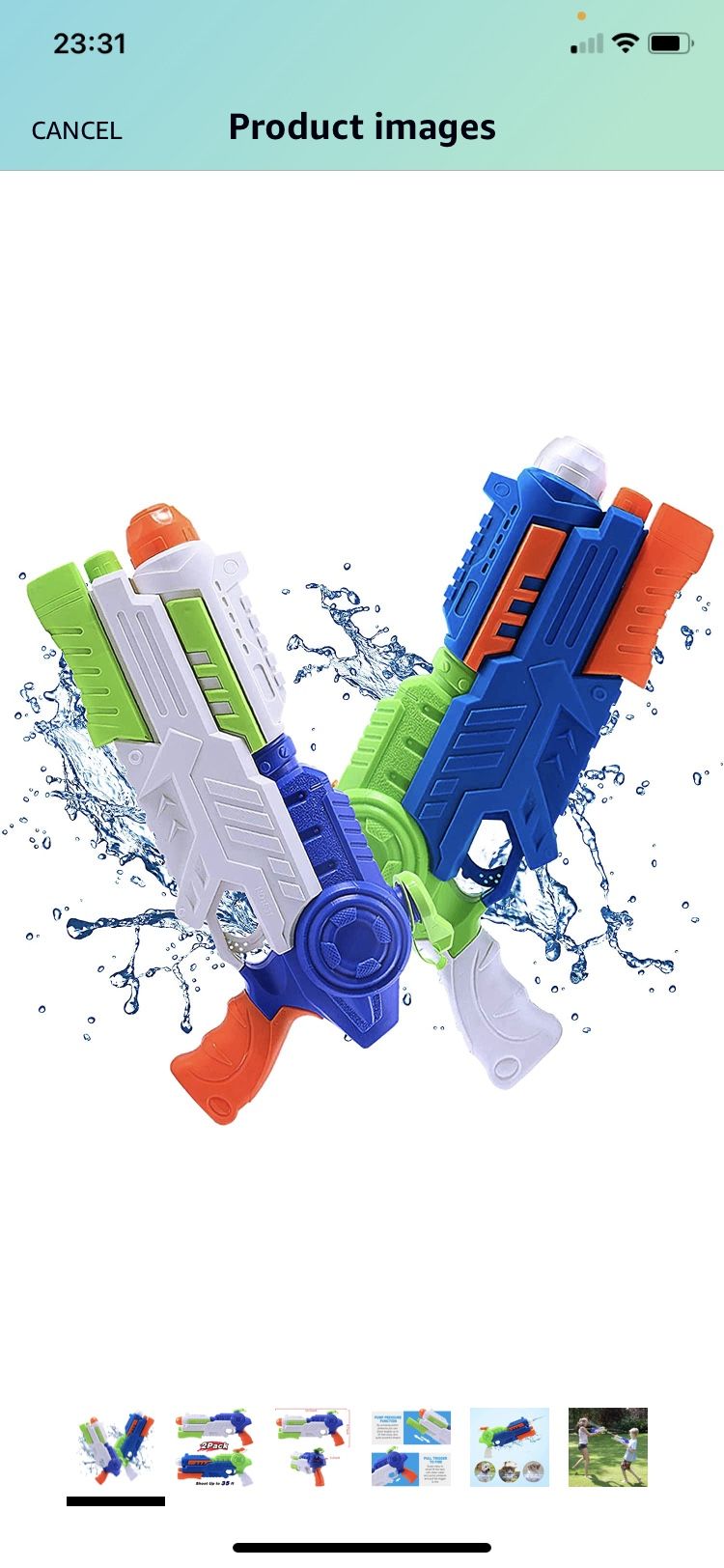 Water Gun for Kids,2 Pack 1200CC Super Water Blaster Soaker Squirt Guns,High Capacity Water Outdoor Fighting Toy Summer Swimming Pool and Beach Party 