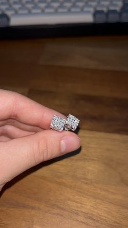 Moissanite Diamond Square Stud Earrings, 925 Sterling Silver