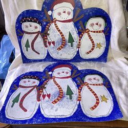 2 Winter Penguin Vinyl Placemats