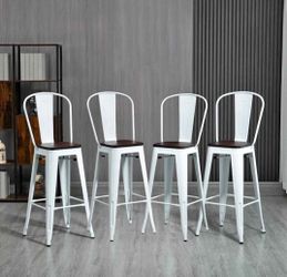 HOMCOM 4 Piece Industrial Bar Stools